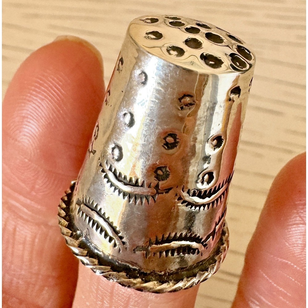 Navajo Sterling‎ Silver Thimble Stamped Handmade for Sewing Signed Chee